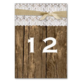 Rustiek Hout en Kant Trouwtafel Nummer Kaart