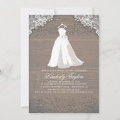 Rustiek hout en kant | Wedding Gown Vrijgezellenfe Kaart (Voorkant)