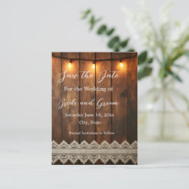 Rustiek Hout en Kantel Save the Date Postkaart