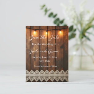 Rustiek Hout en Kantel Save the Date Postkaart