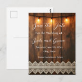 Rustiek Hout en Kantel Save the Date Postkaart (Voorkant / Achterkant)