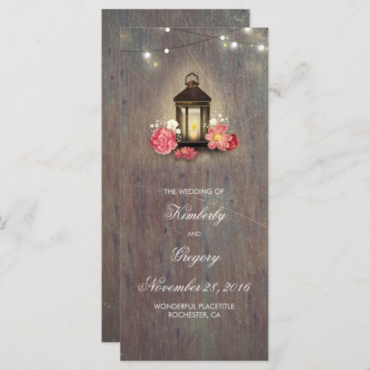 Rustiek Hout en Lantaarn Wedding Programma's (Voorkant / Achterkant)