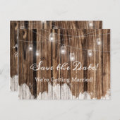 Rustiek hout en lantaarns aankondigingskaart (Voorkant / Achterkant)