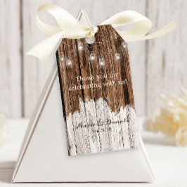 Rustiek hout en lantaarns cadeaulabel