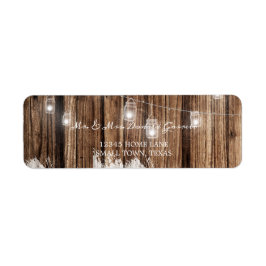 Rustiek hout en lantaarns etiket