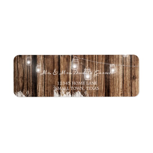 Rustiek hout en lantaarns etiket (Voorkant)