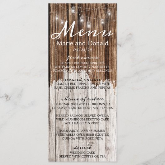 Rustiek hout en lantaarns menu (Voorkant)