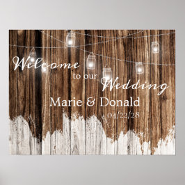 Rustiek hout en lantaarns poster