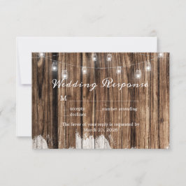 Rustiek hout en lantaarns RSVP kaartje