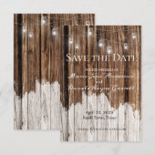 Rustiek hout en lantaarns save the date (Voorkant / Achterkant)