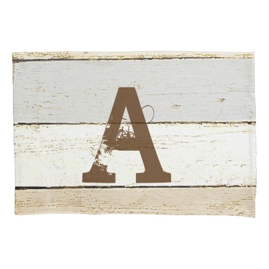 Rustiek hout en letter kussensloop (Voorkant)