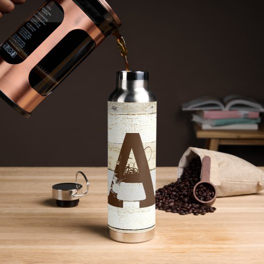 Rustiek hout en letter  waterfles (Koffie)