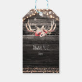Rustiek hout en lichten bloemengewei Boho Chic Cadeaulabel (Achterkant)