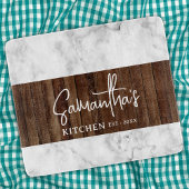 Rustiek hout en marmer gepersonaliseerd keukenglas snijplank