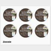 Rustiek Hout en Mason Jar- Baby shower Ronde Sticker (Vel)