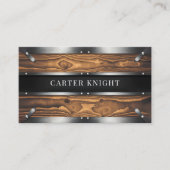 Rustiek Hout en Metaal Industrieel Visitekaartje (Voorkant)