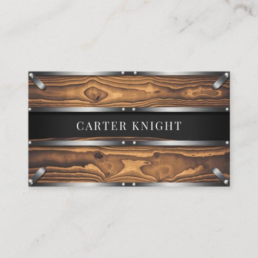 Rustiek hout en metaal Industrieel Visitekaartje (Voorkant)
