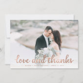 Rustiek Hout en Roos Gouden Trouwfoto Dank u Bedankkaart (Voorkant)