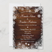 Rustiek Hout en Sneeuw Winter Wedding Kaart (Voorkant)