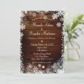 Rustiek Hout en Sneeuw Winter Wedding Kaart (Staand voorkant)