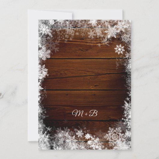 Rustiek Hout en Sneeuw Winter Wedding Kaart (Achterkant)