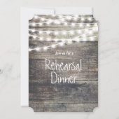 Rustiek hout en strijklichten repetitie diner kaart (Voorkant)