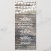 Rustiek hout en string lichten bruiloft menu (Achterkant)