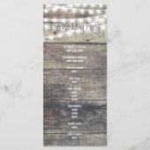 Rustiek hout en string lichten bruiloft programma programmakaart (Achterkant)