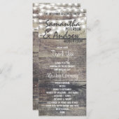 Rustiek hout en string lichten bruiloft programma programmakaart (Voorkant / Achterkant)