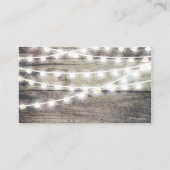 Rustiek hout en string lichten bruiloft website informatiekaartje (Achterkant)