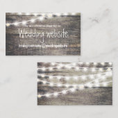 Rustiek hout en string lichten bruiloft website informatiekaartje (Voorkant / Achterkant)