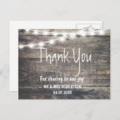 Rustiek hout en string lichten dank u briefkaart (Voorkant / Achterkant)