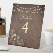 Rustiek hout en String Lights Trouwtafel nummer Reclamebord Met Voetstuk (Insitu)