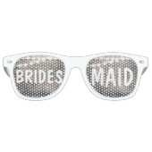 Rustiek hout en string verlichting bruidsmeisje retro zonnebril (Voorkant)