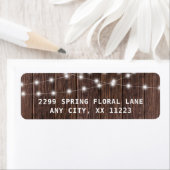 Rustiek hout en string verlichting bruiloft etiket (Insitu)