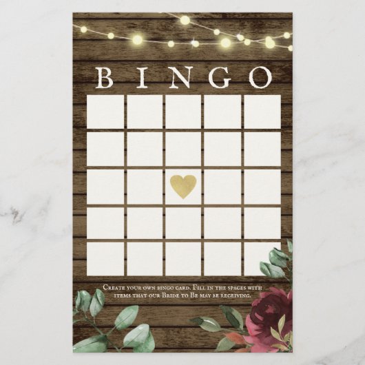 Rustiek hout en verlichting bingogame flyer (Voorkant)