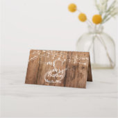 Rustiek hout en verlichting Land bruiloft Plaatskaartje (Achterkant)