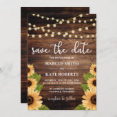 Rustiek Hout en Zonnebloem Save The Date (Voorkant / Achterkant)