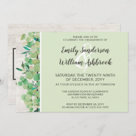 Rustiek hout & Eucalyptus blad verlovingsfeest Kaart