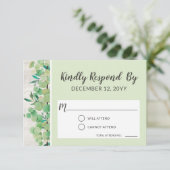 Rustiek hout & Eucalyptus bruiloft uitnodiging RSV (Staand voorkant)