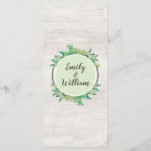Rustiek hout & Eucalyptusblad botanisch diner Menu (Achterkant)