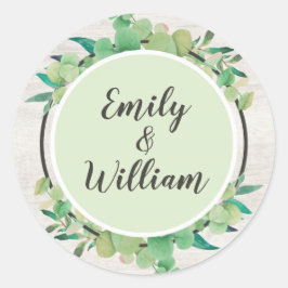 Rustiek Hout & Eucalyptusblad Botanische Namen Ronde Sticker