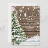 Rustiek hout Evergreen Oh What Fun! feestdag Kaart (Voorkant)