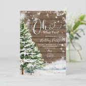 Rustiek hout Evergreen Oh What Fun! feestdag Kaart (Staand voorkant)