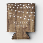 Rustiek Hout Fairy Licht Aangepaste Vakantie Party Blikjeskoeler (Voorkant)