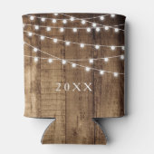 Rustiek Hout Fairy Licht Aangepaste Vakantie Party Blikjeskoeler (Achterkant)