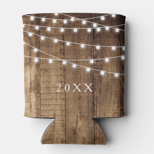 Rustiek Hout Fairy Licht Aangepaste Vakantie Party Blikjeskoeler (Achterkant)