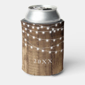 Rustiek Hout Fairy Licht Aangepaste Vakantie Party Blikjeskoeler (Blikje Achterkant)