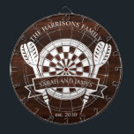 Rustiek Hout Familie Custom Name Wedding Dartbord<br><div class="desc">De Rustic Wood Family Custom Name Wedding Dart Board biedt een charmante en gepersonaliseerde aanvulling op uw bruiloft of interieur. Ontworpen met een rustieke houtnerf achtergrond, kan dit dartbord worden aangepast met de achternaam en trouwdatum van het paar, waardoor een unieke aandenken voor pasgetrouwden ontstaat. Ideaal als een leuk spel...</div>