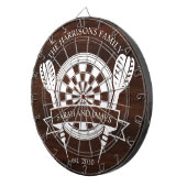 Rustiek Hout Familie Custom Name Wedding Dartbord (Voorkant Rechts)